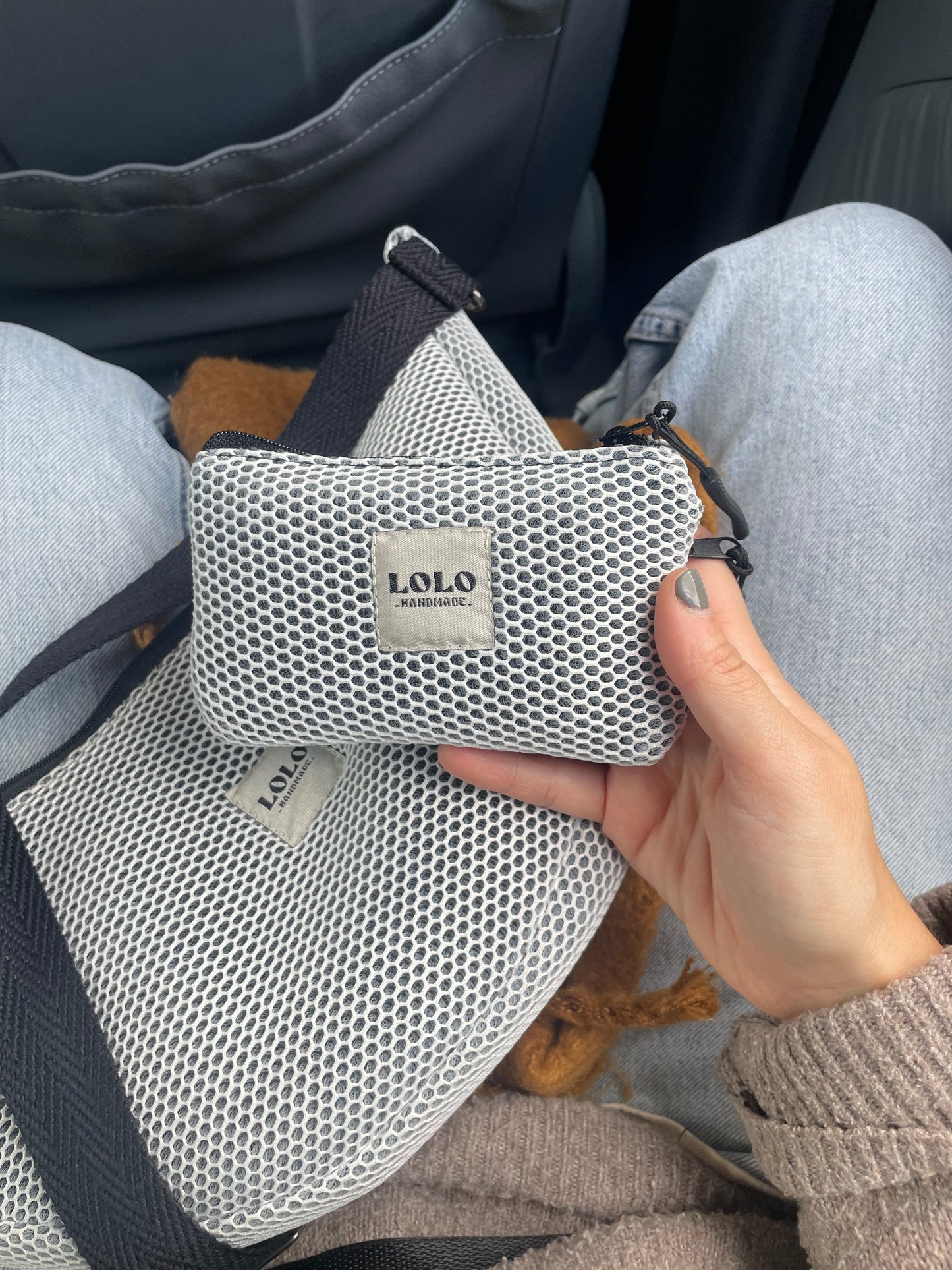 Cartera malla 3D blanco