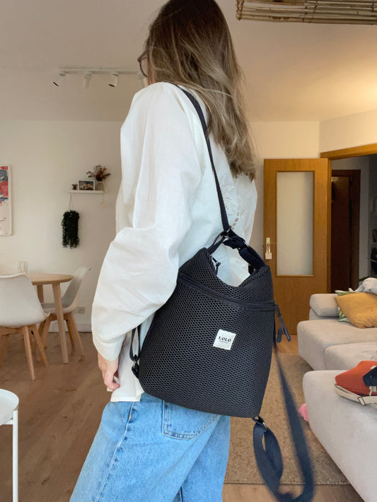 Mini bolso/mochila malla 3D negro