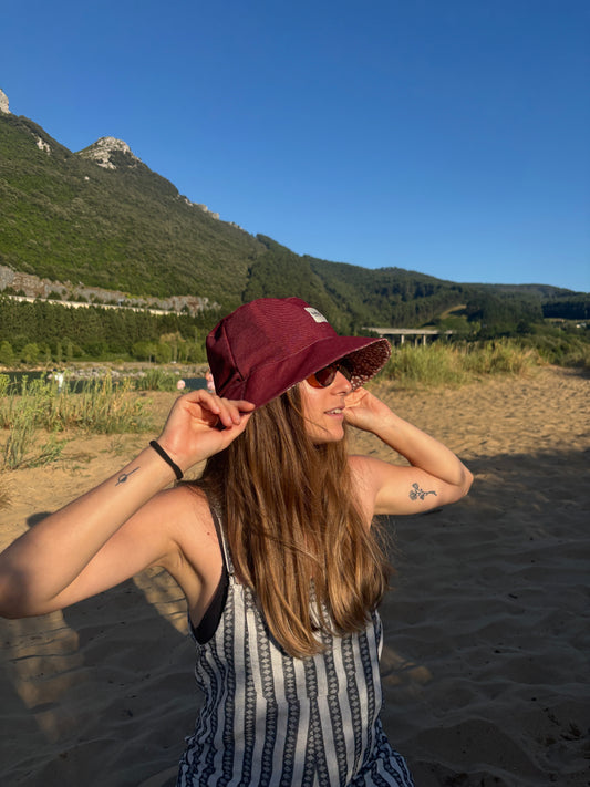 Bucket hat granate denim