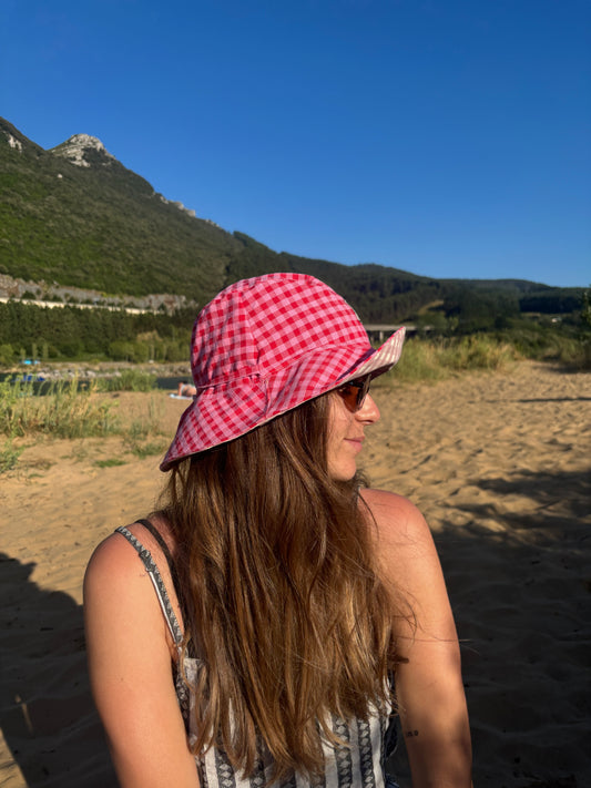 Bucket hat vichy rosa