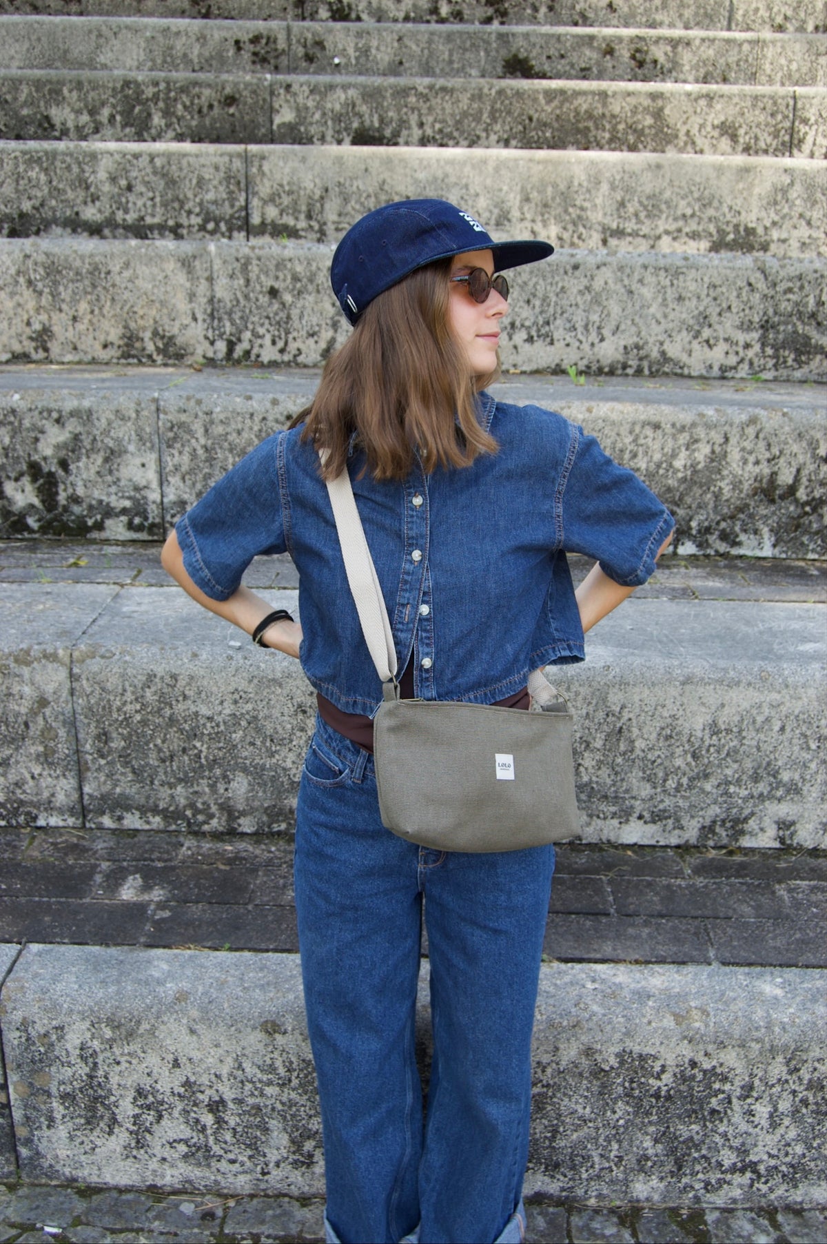 Bolso rectangular verde jaspeado