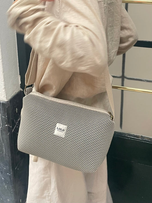 Bolso malla 3D piedra doble cremallera