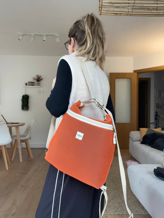 Bolso/mochila malla 3D teja