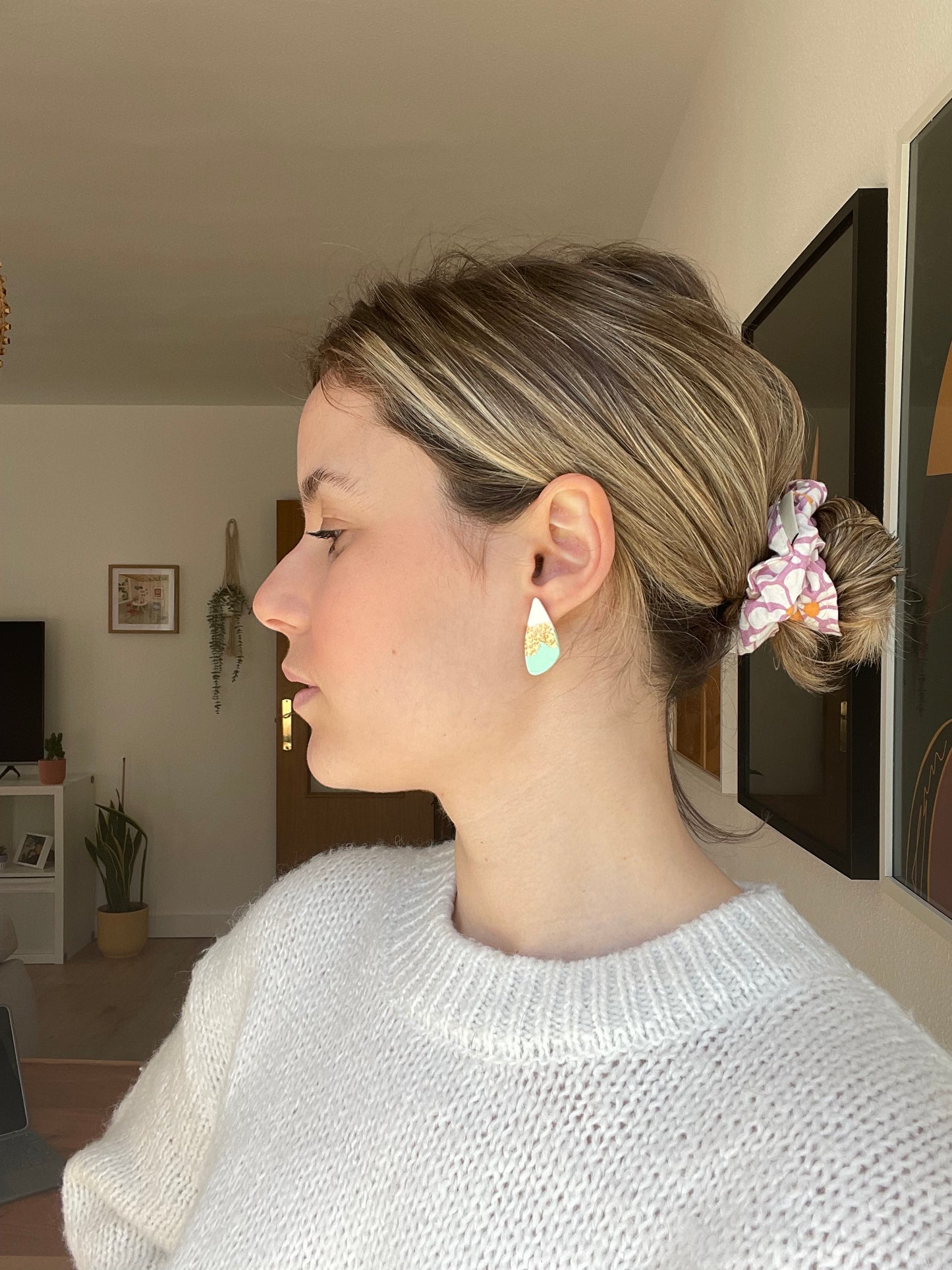 Espejito pan de oro blanco y turquesa