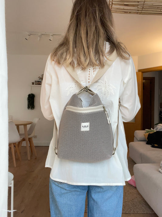 Mini bolso/mochila malla 3D piedra
