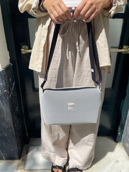 Bolso malla 3D blanco doble cremallera