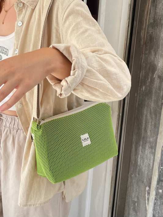 Bolso malla 3D verde doble cremallera