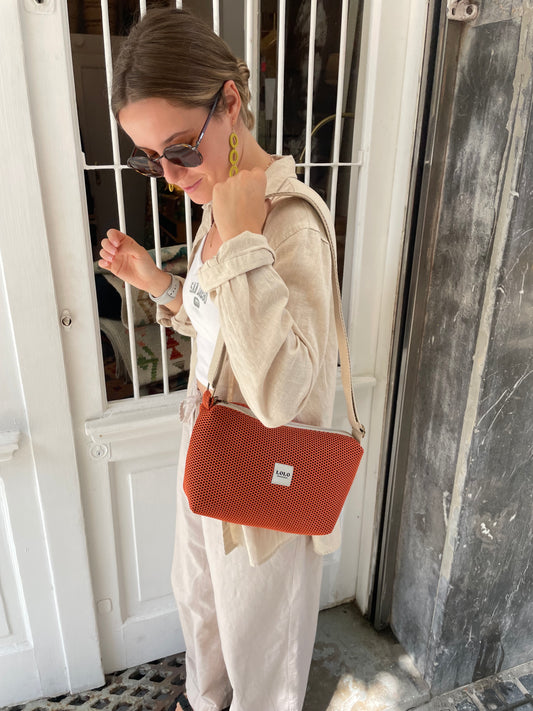 Bolso malla 3D teja doble cremallera