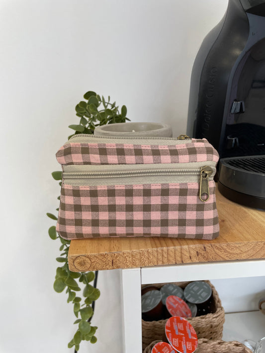 Cartera vichy verde y rosa palo