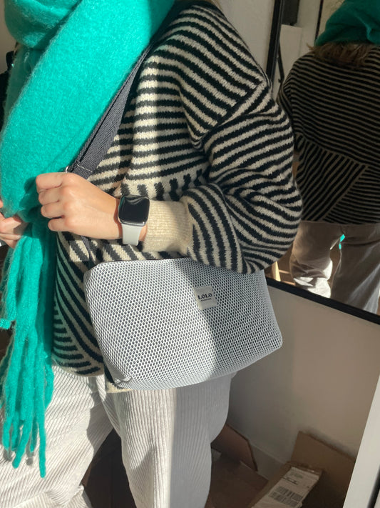 Bolso rectangular malla 3D blanco