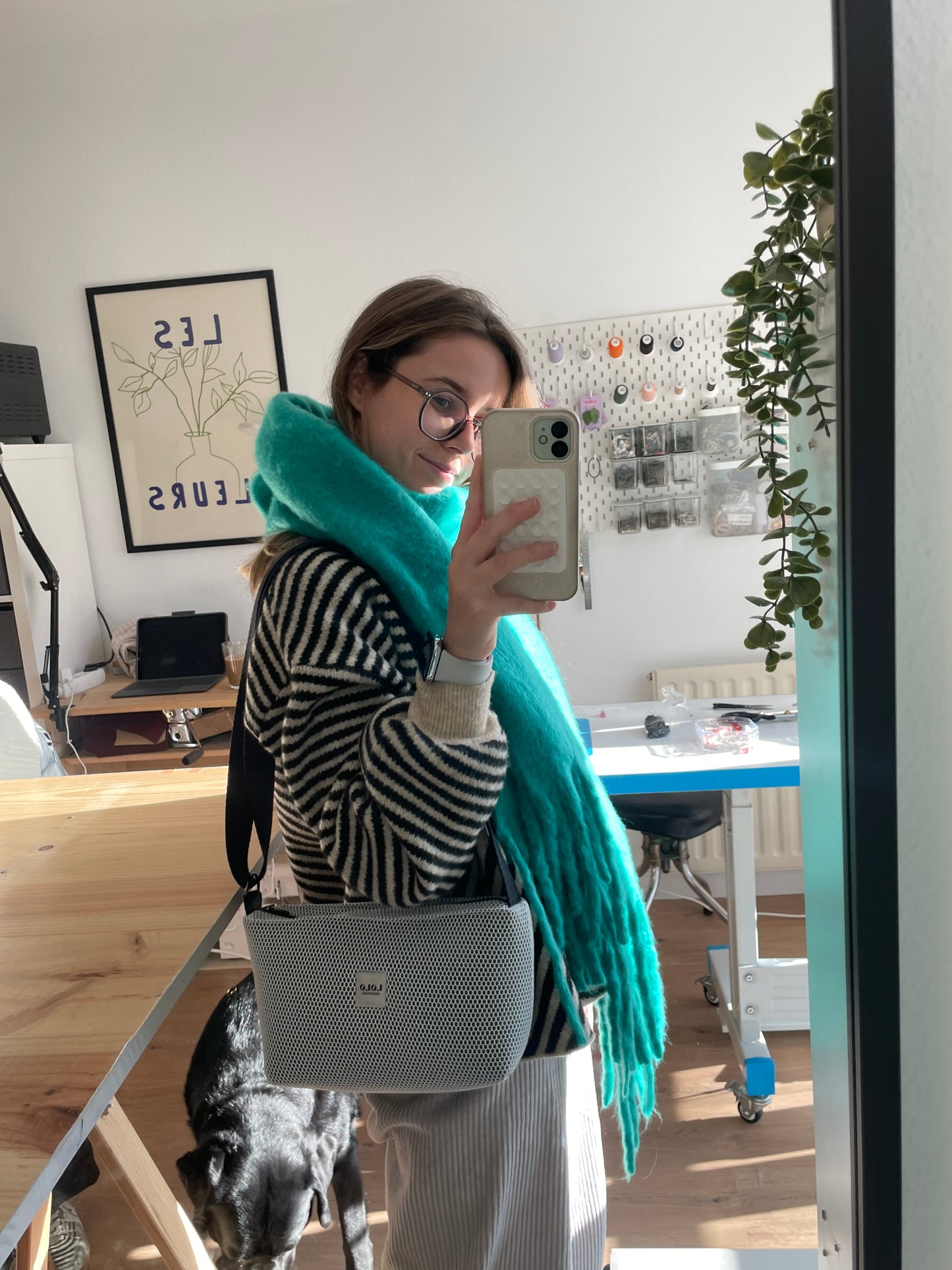 Bolso rectangular malla 3D blanco