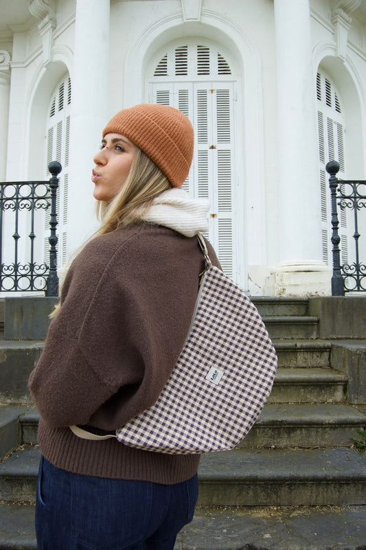 Bolso moon XL vichy negro y beige