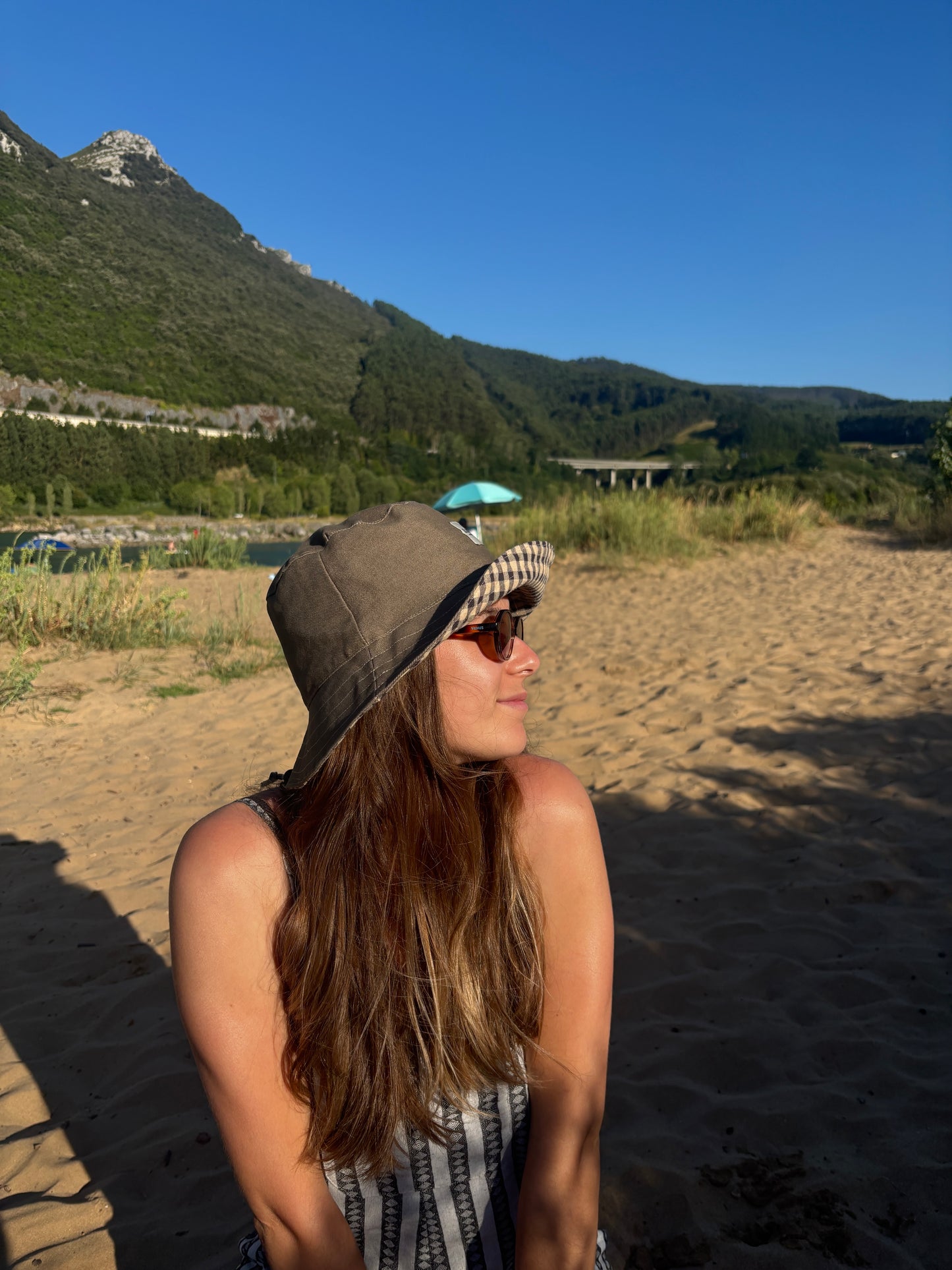 Bucket hat beige denim