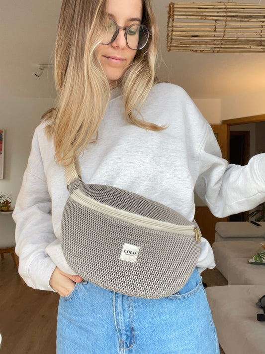 Riñonera XL malla 3D piedra