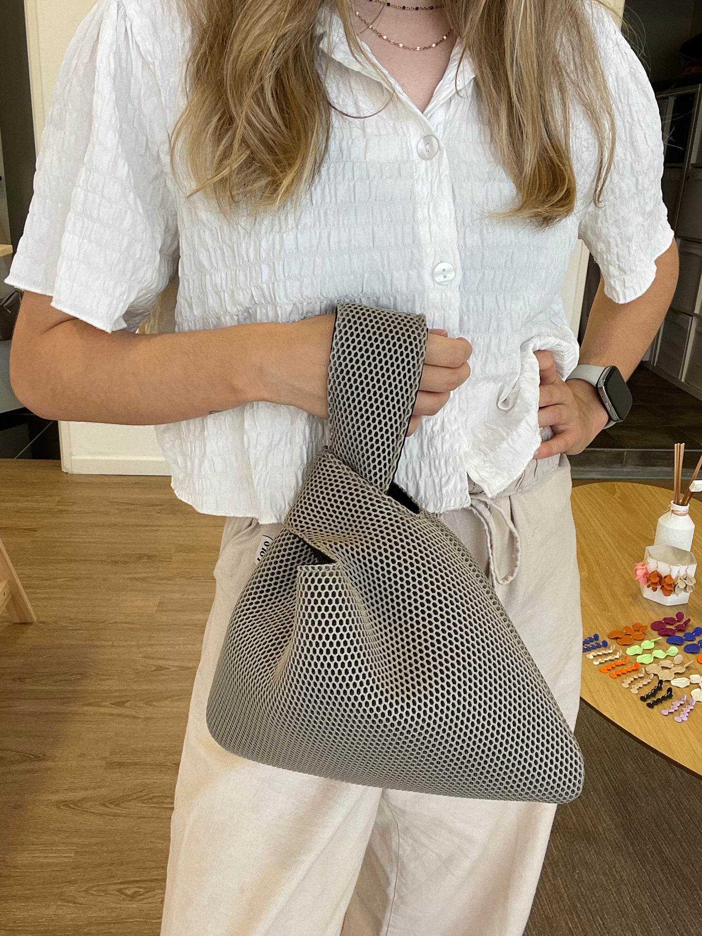 Bolso nudo malla 3D piedra