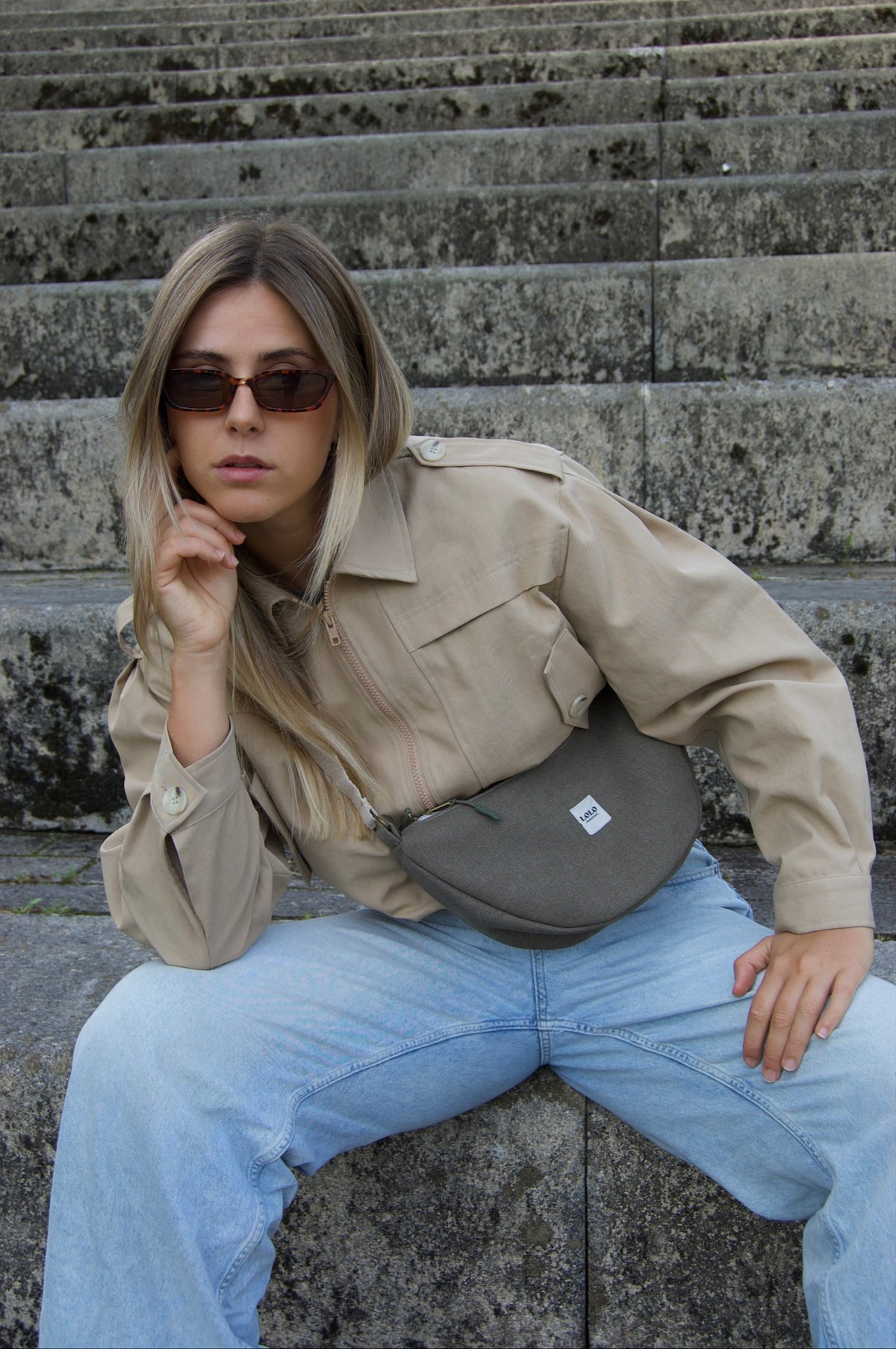 Bolso moon verde jaspeado