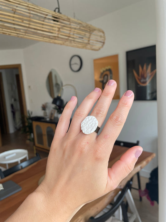 Anillo mini luna llena blanco metalizado