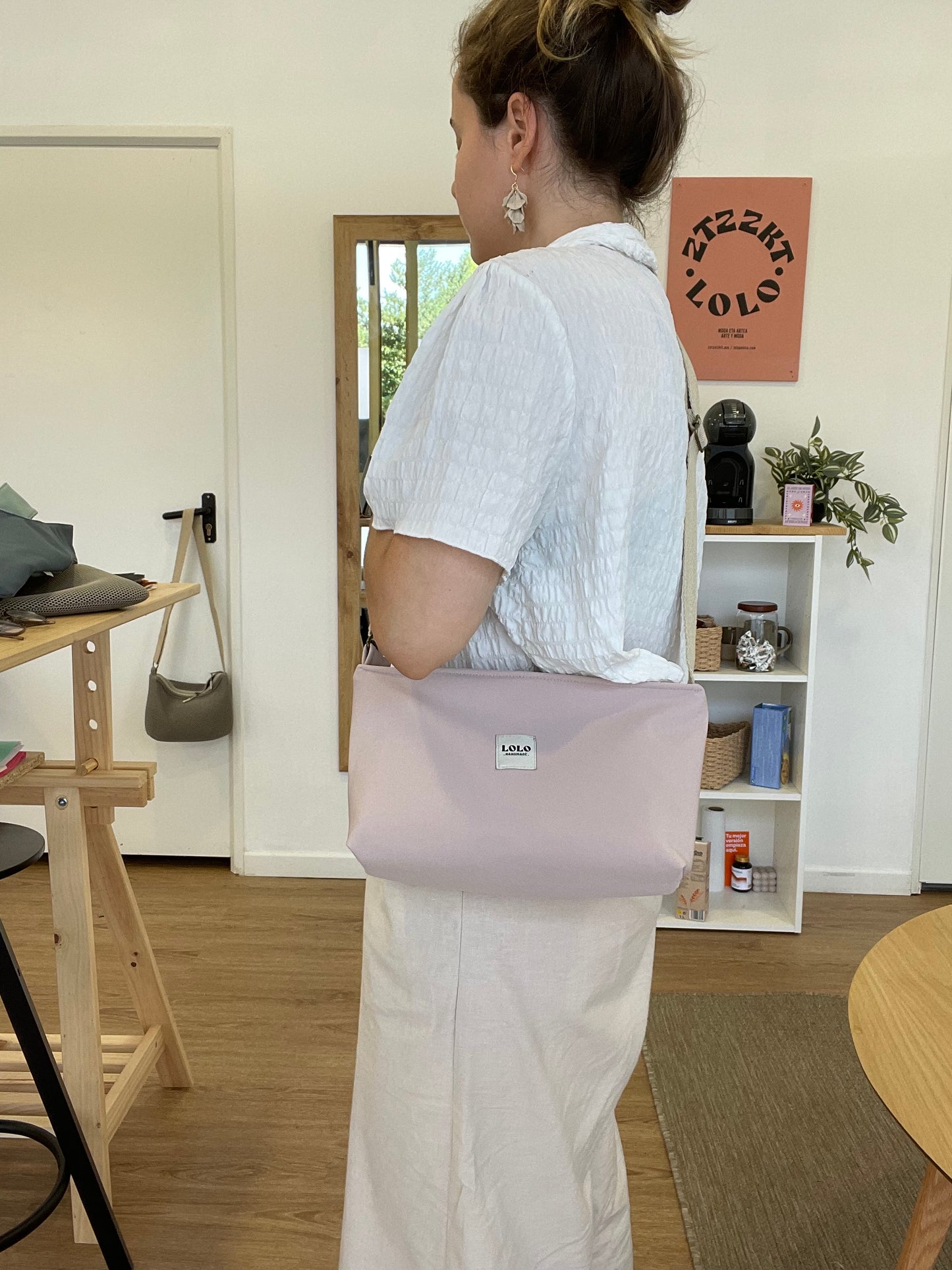 Bolso rectangular softshell rosa palo