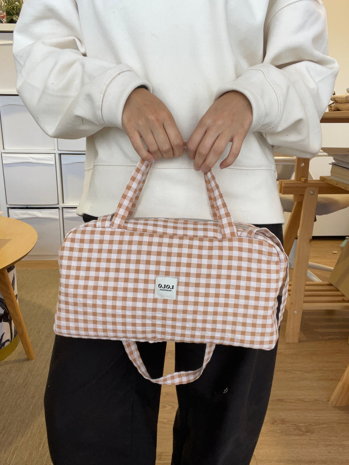 Bolso hombro vichy marrón