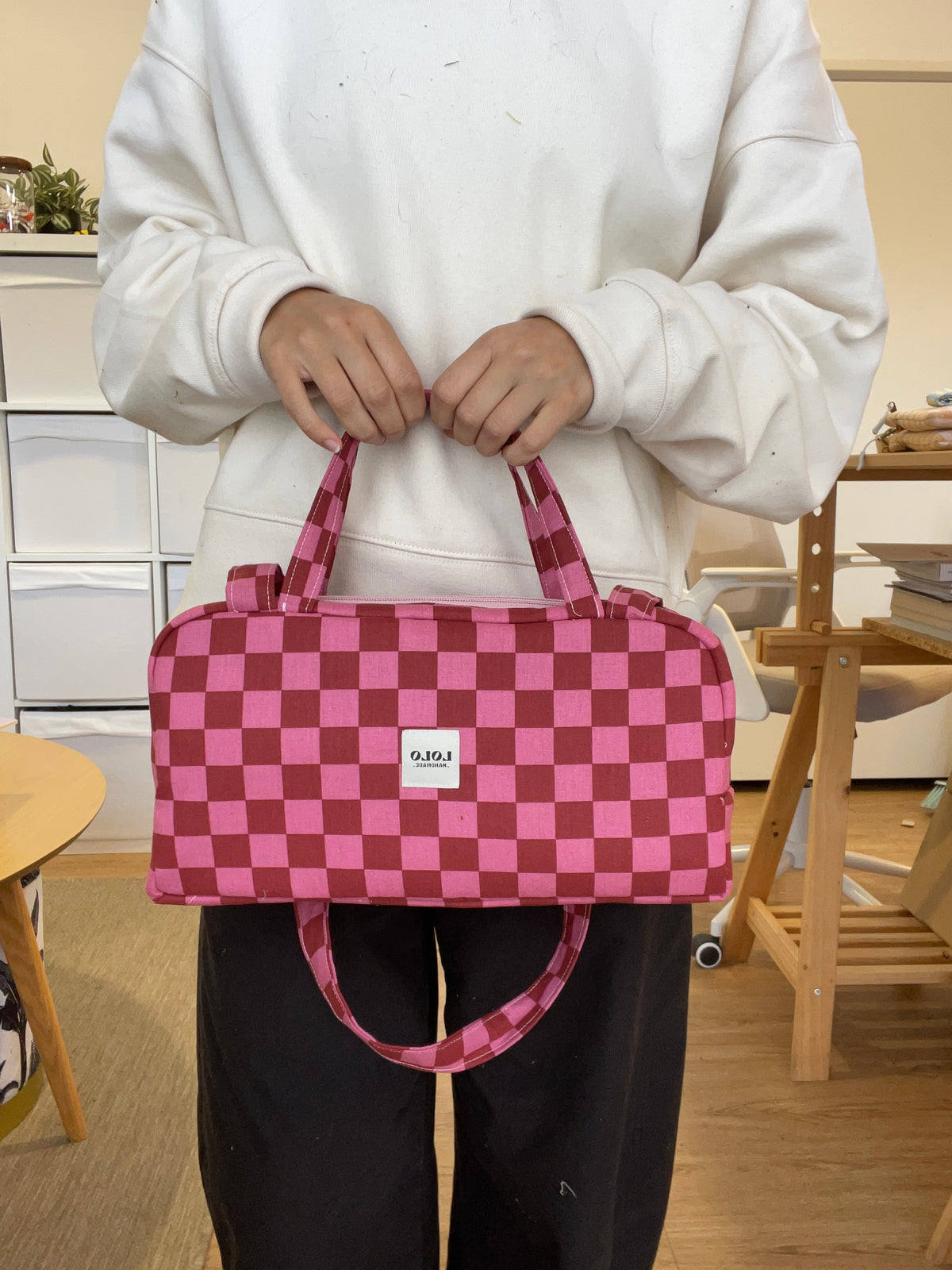 Bolso hombro cuadrados rosa