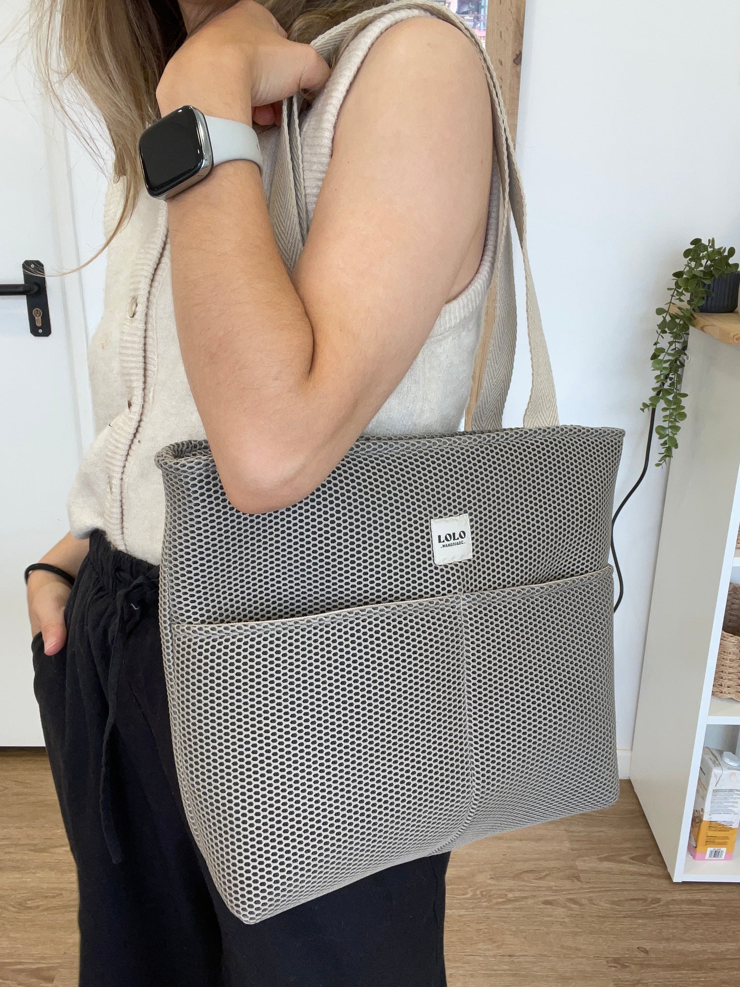 Bolso shopper Malla 3D piedra