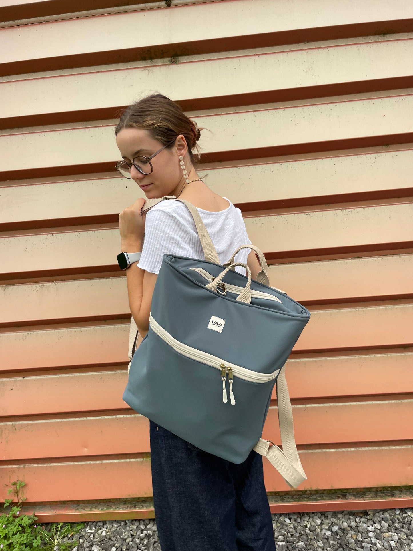 Mochila softshell azul grisáceo