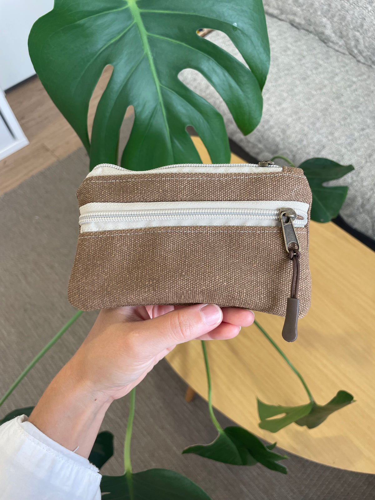 Cartera marrón jaspeado