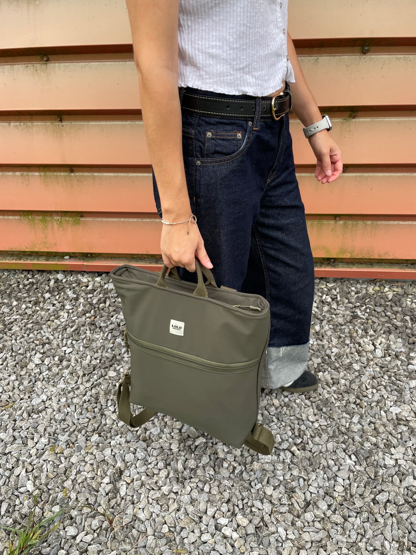 Mochila softshell verde botella