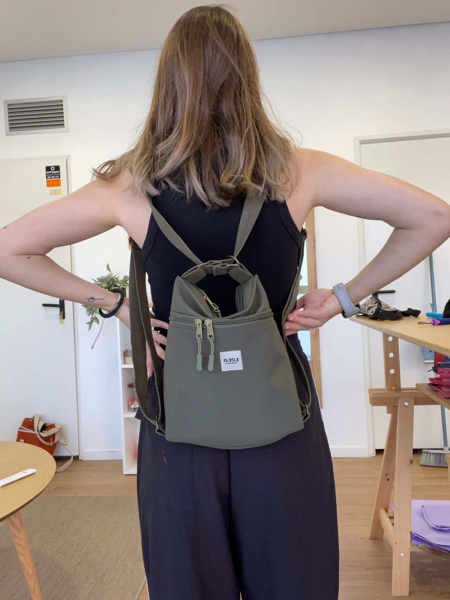 Mini bolso/mochila softshell verde botella