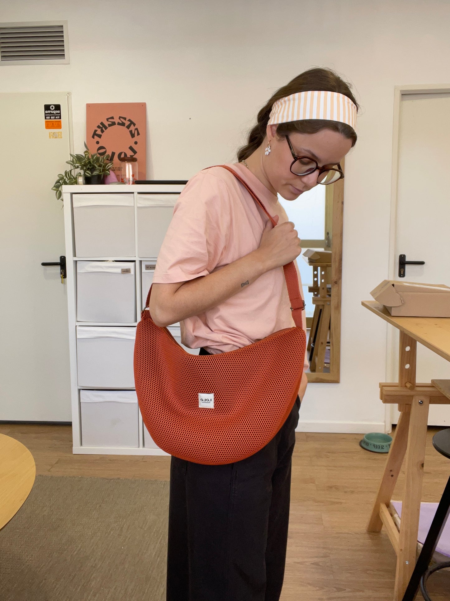 Bolso moon XL malla 3D teja