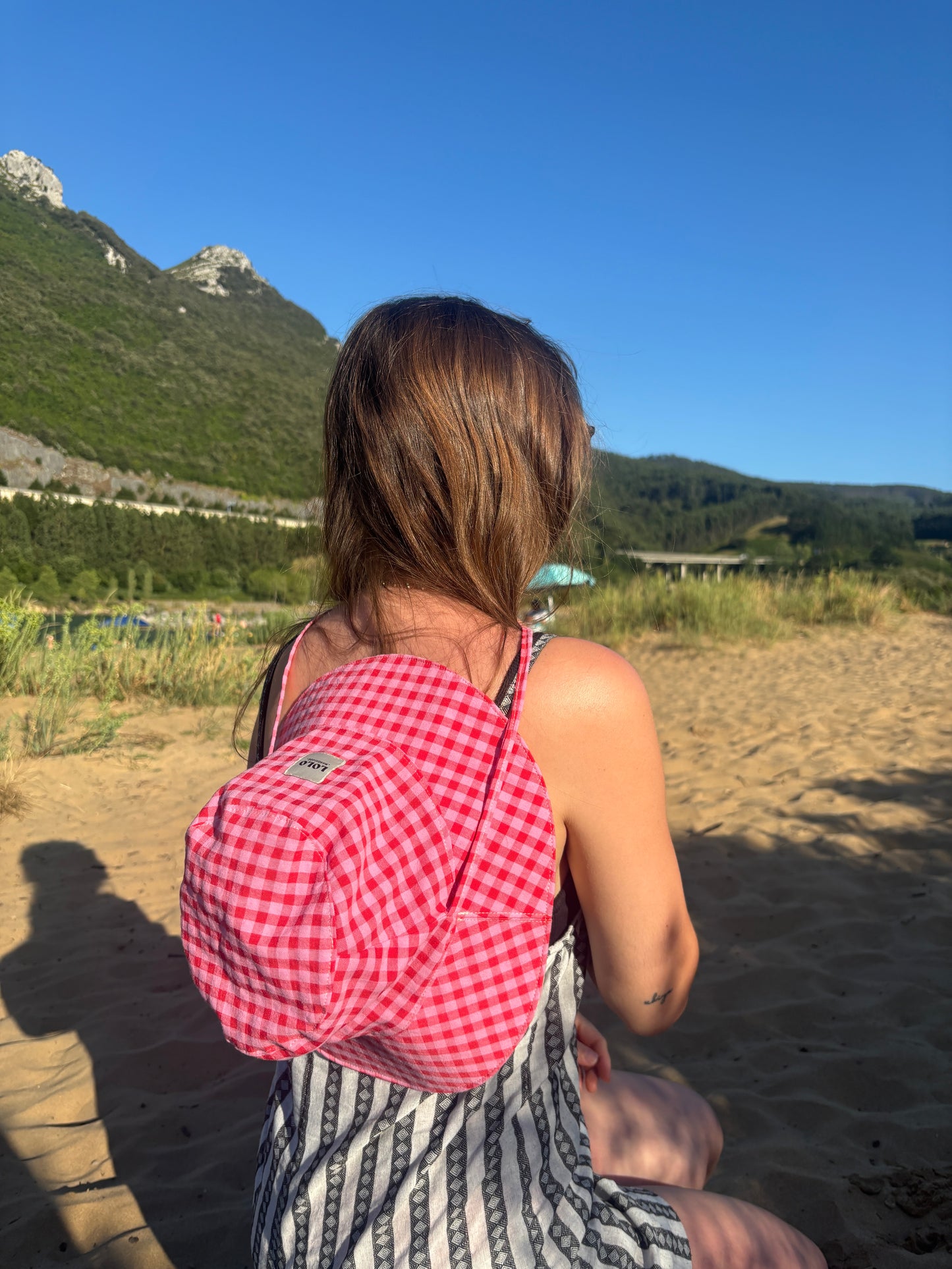Bucket hat vichy rosa
