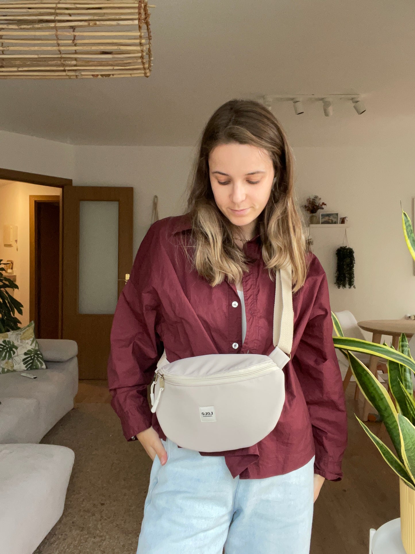 Riñonera XL beige softshell