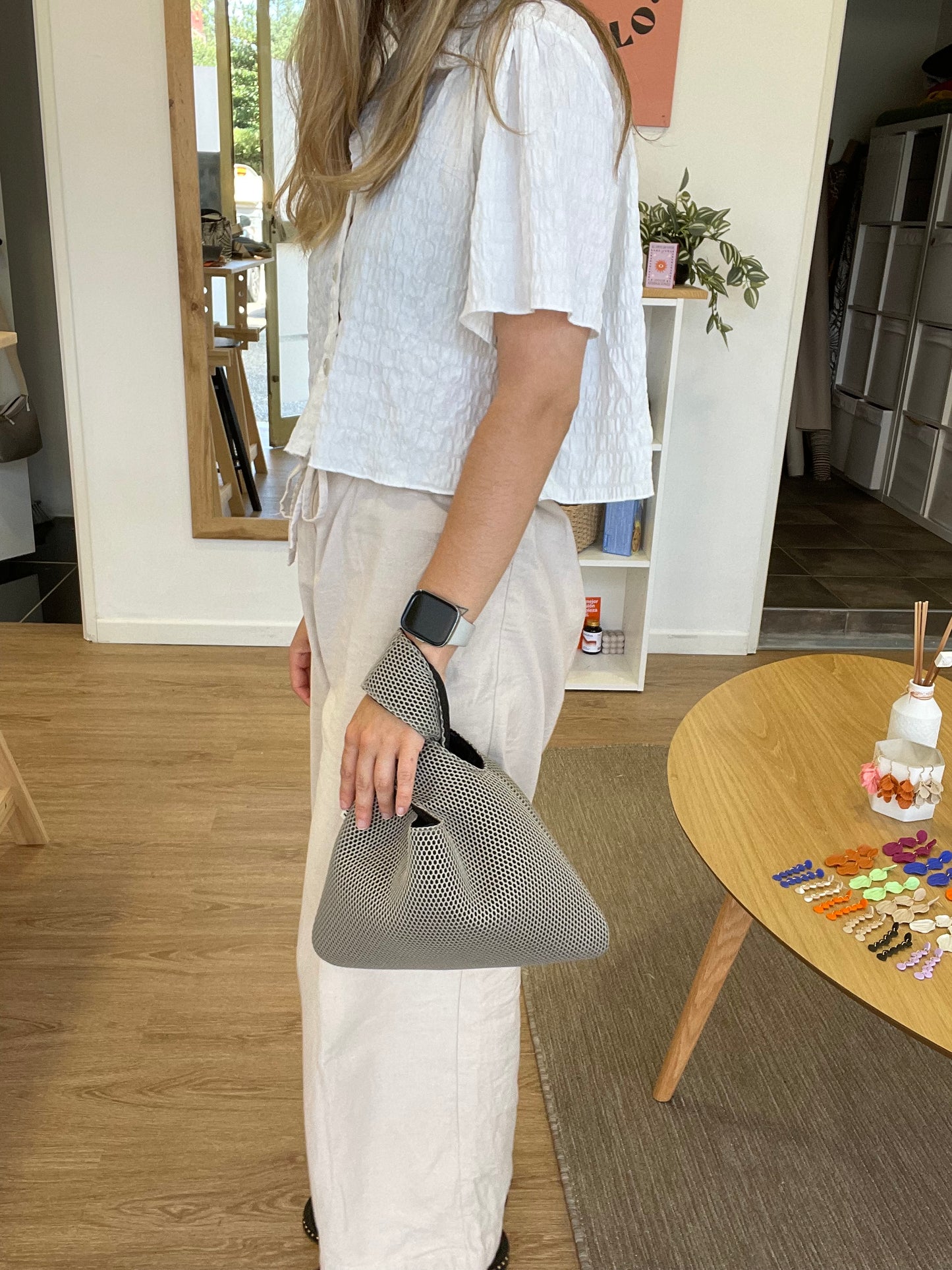 Bolso nudo malla 3D piedra