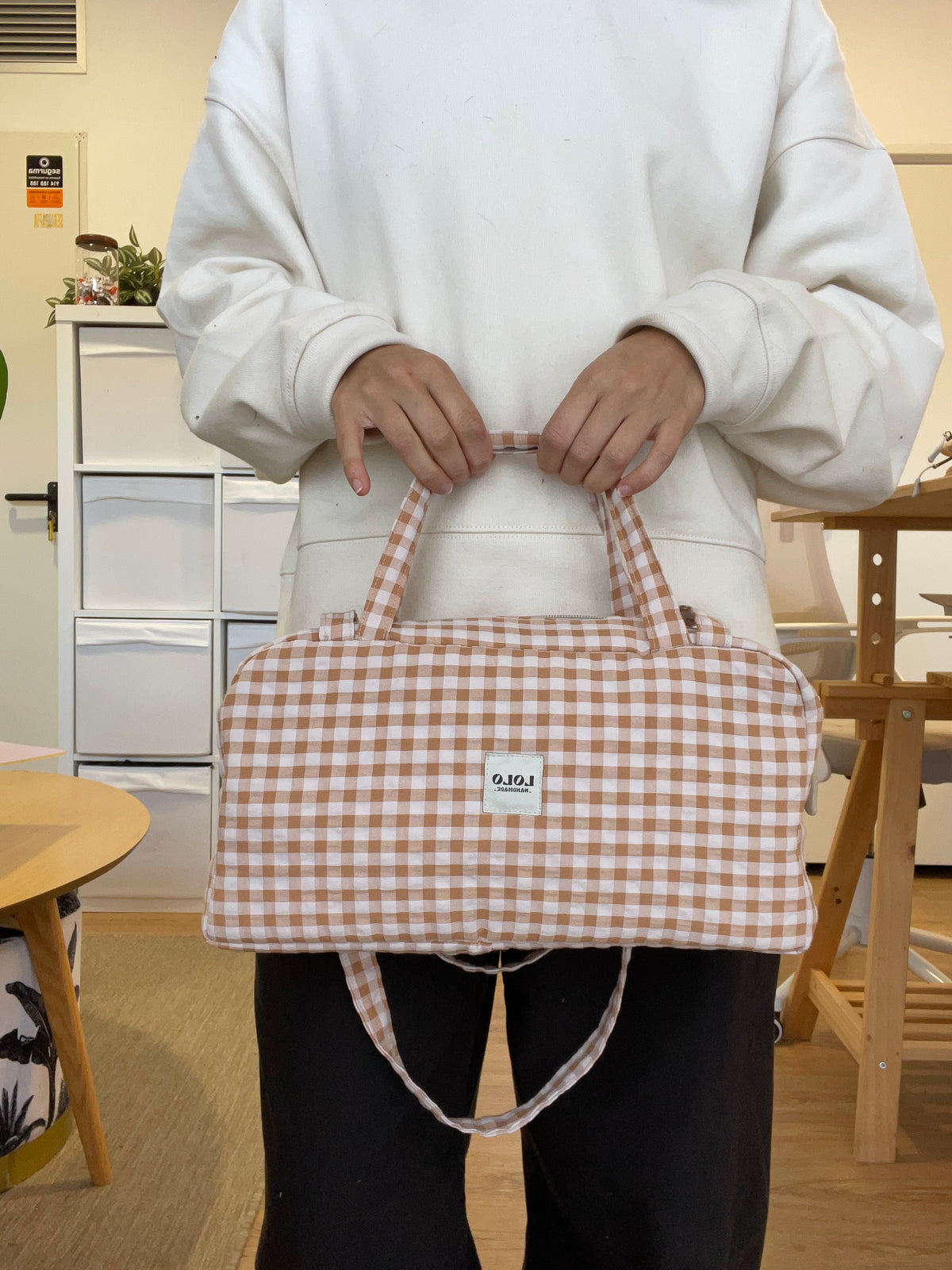 Bolso hombro vichy marrón