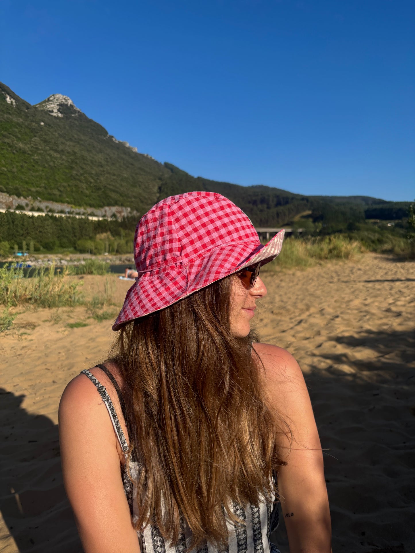 Bucket hat vichy rosa