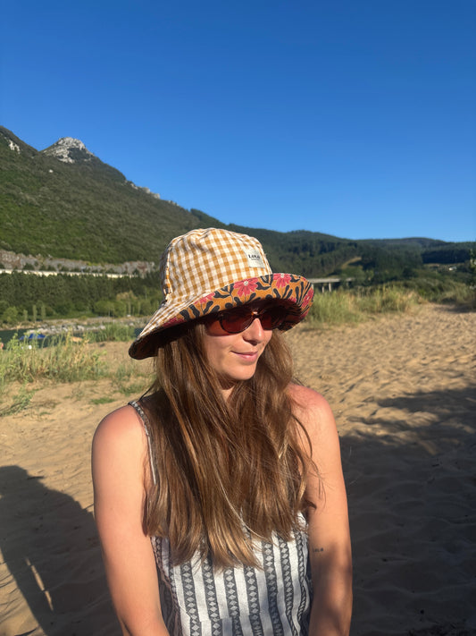 Bucket hat vichy caramelo