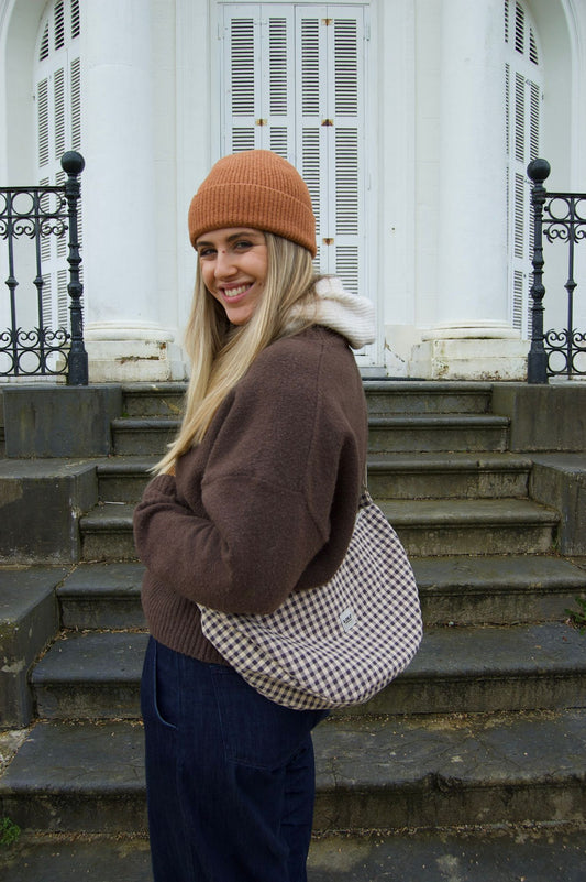 Bolso moon XL vichy negro y beige