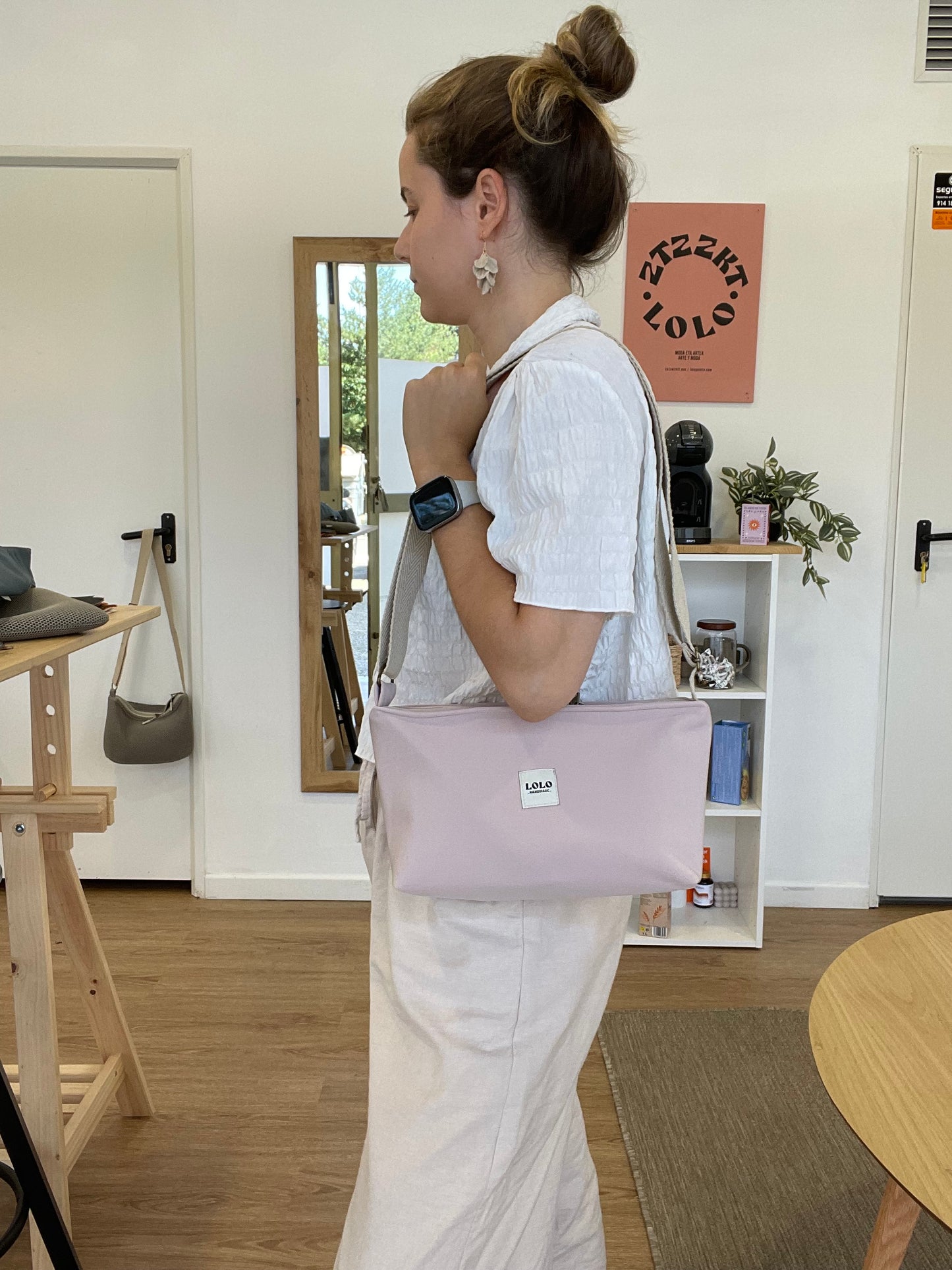 Bolso rectangular softshell rosa palo