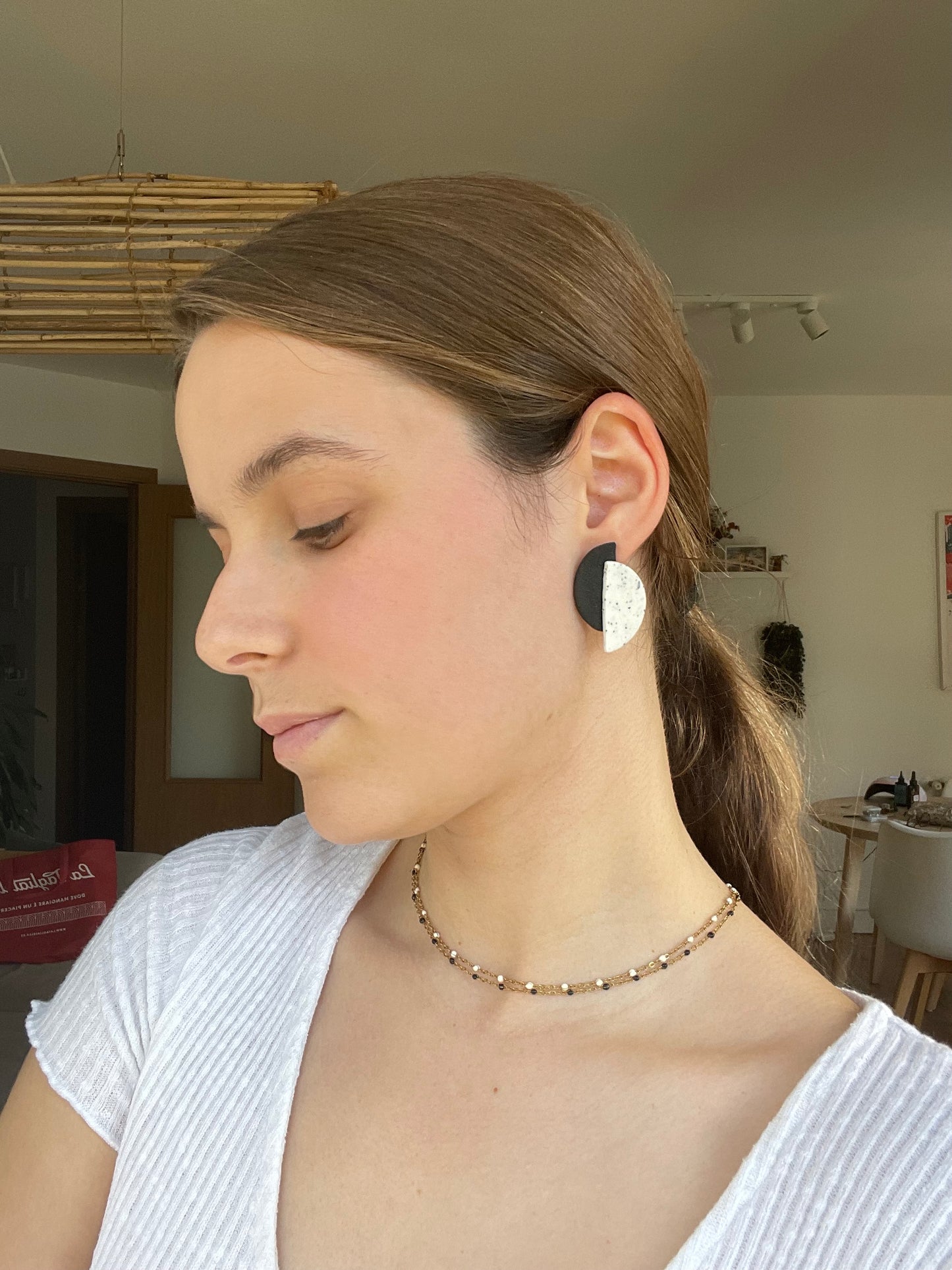 Luna blanco virutas-negro