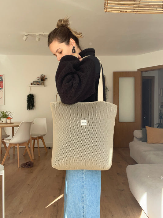 Tote bag malla 3D taupe