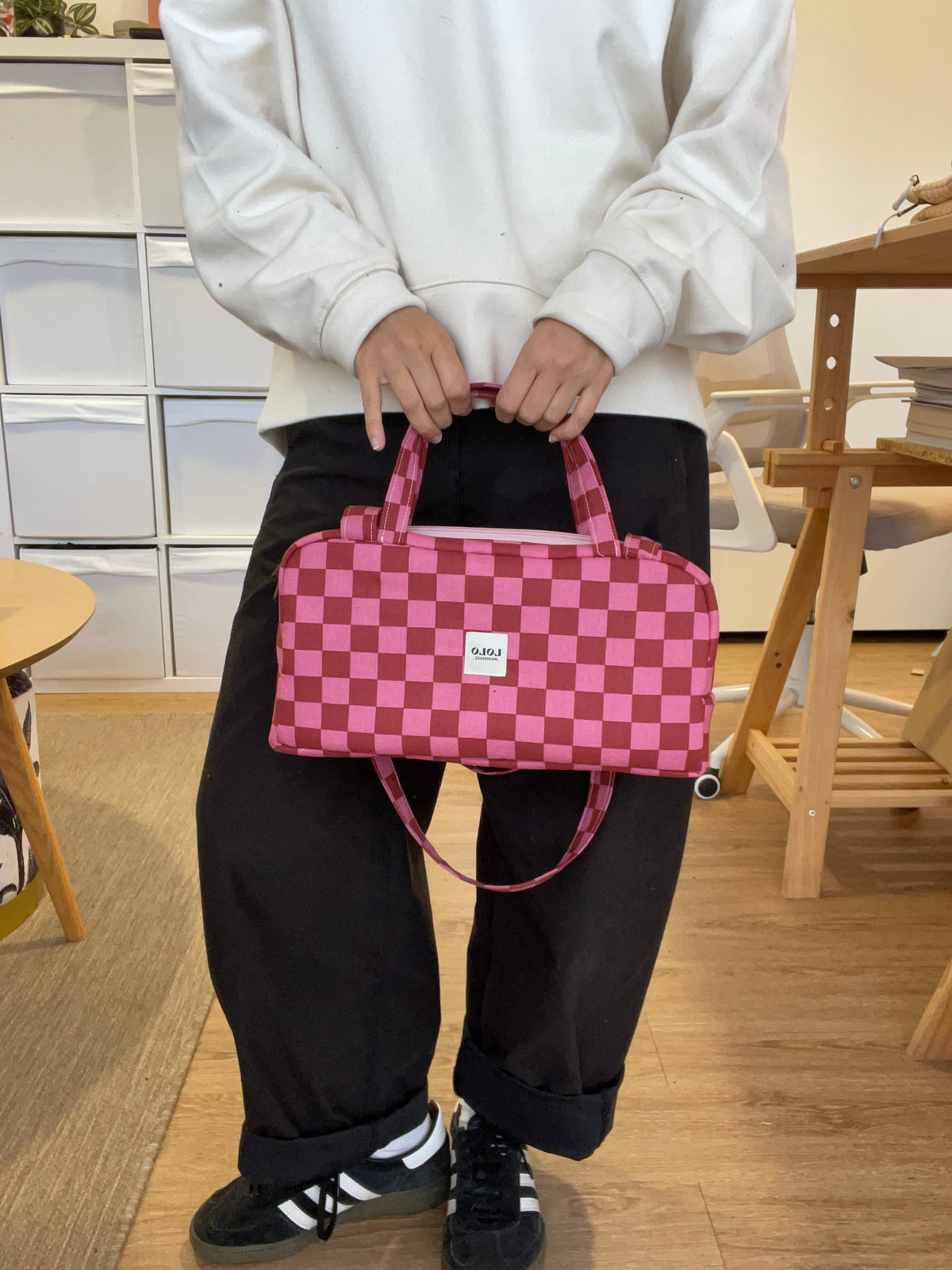 Bolso hombro cuadrados rosa