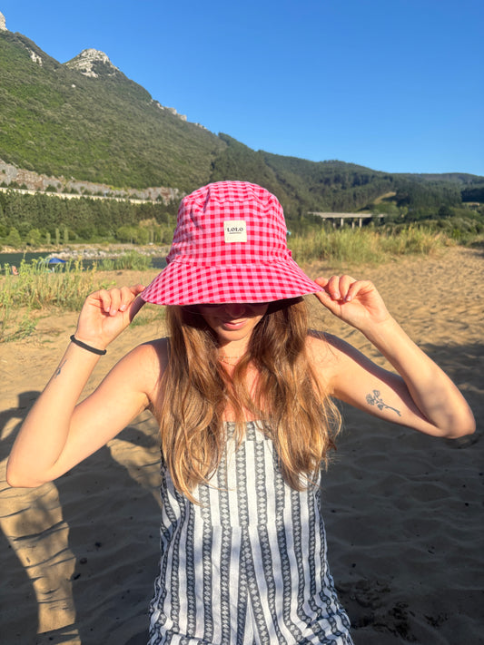 Bucket hat vichy rosa