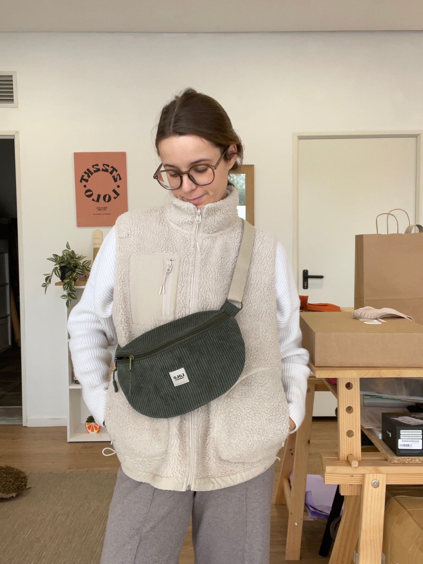 Riñonera XL verde pana