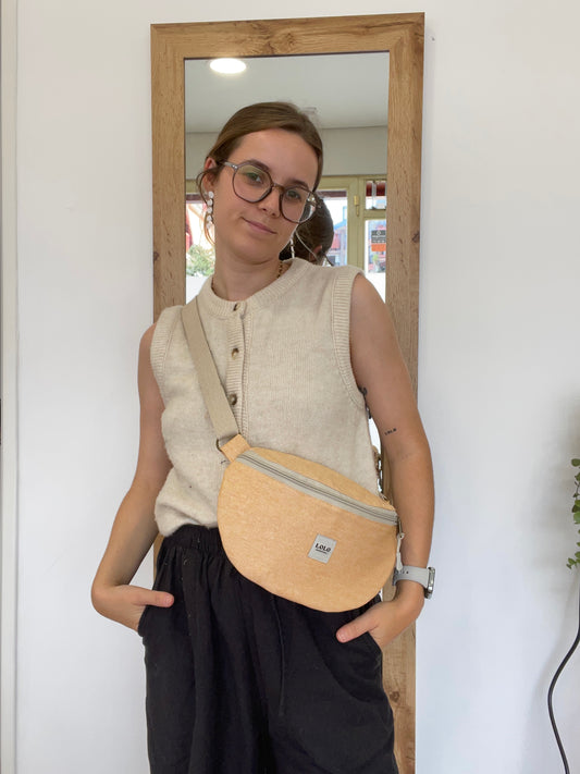 Riñonera XL naranja efecto lino impermeable