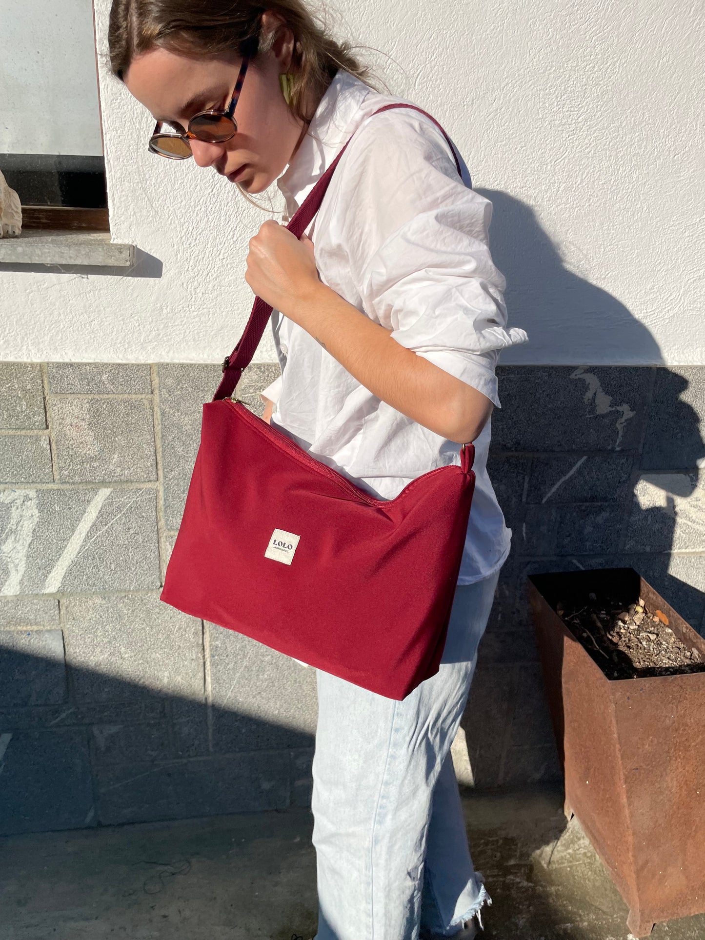 Bolso rectangular XL softshell burdeos