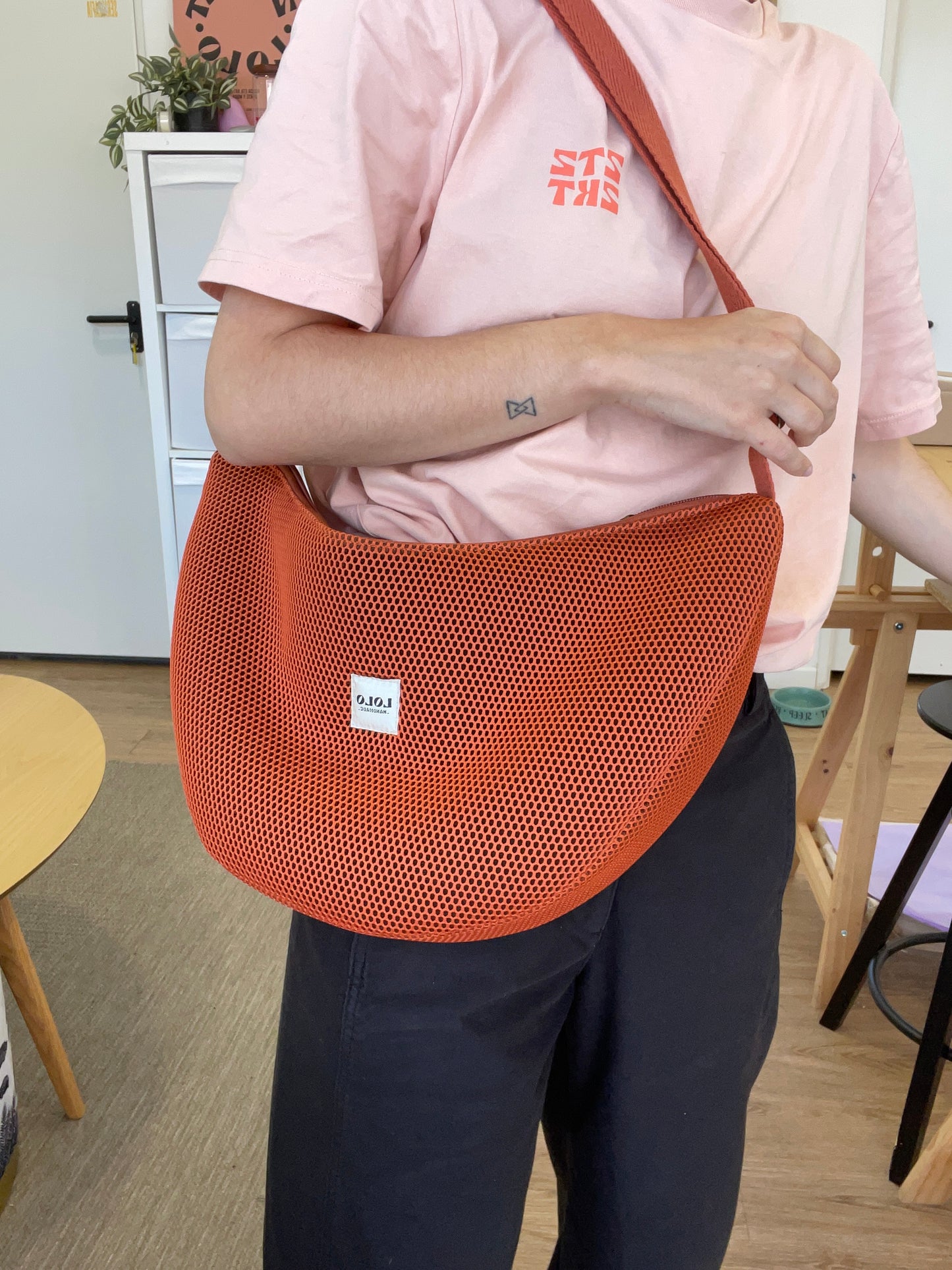 Bolso moon XL malla 3D teja