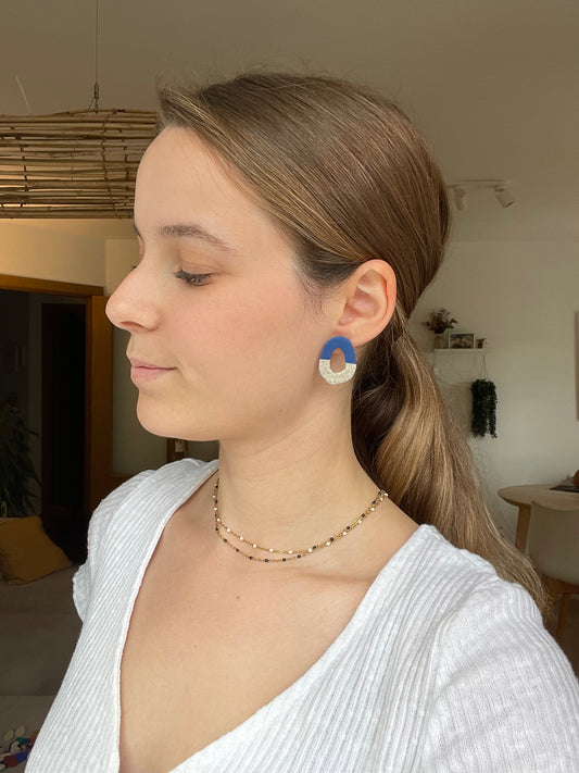 Mini leize azul marino-gris virutas