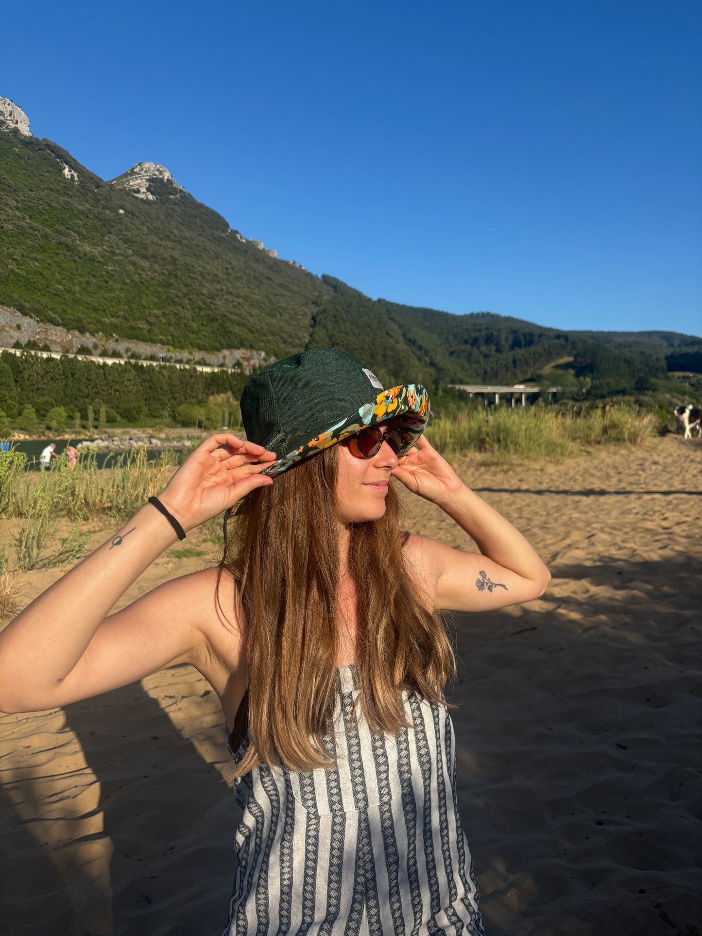 Bucket hat verde denim