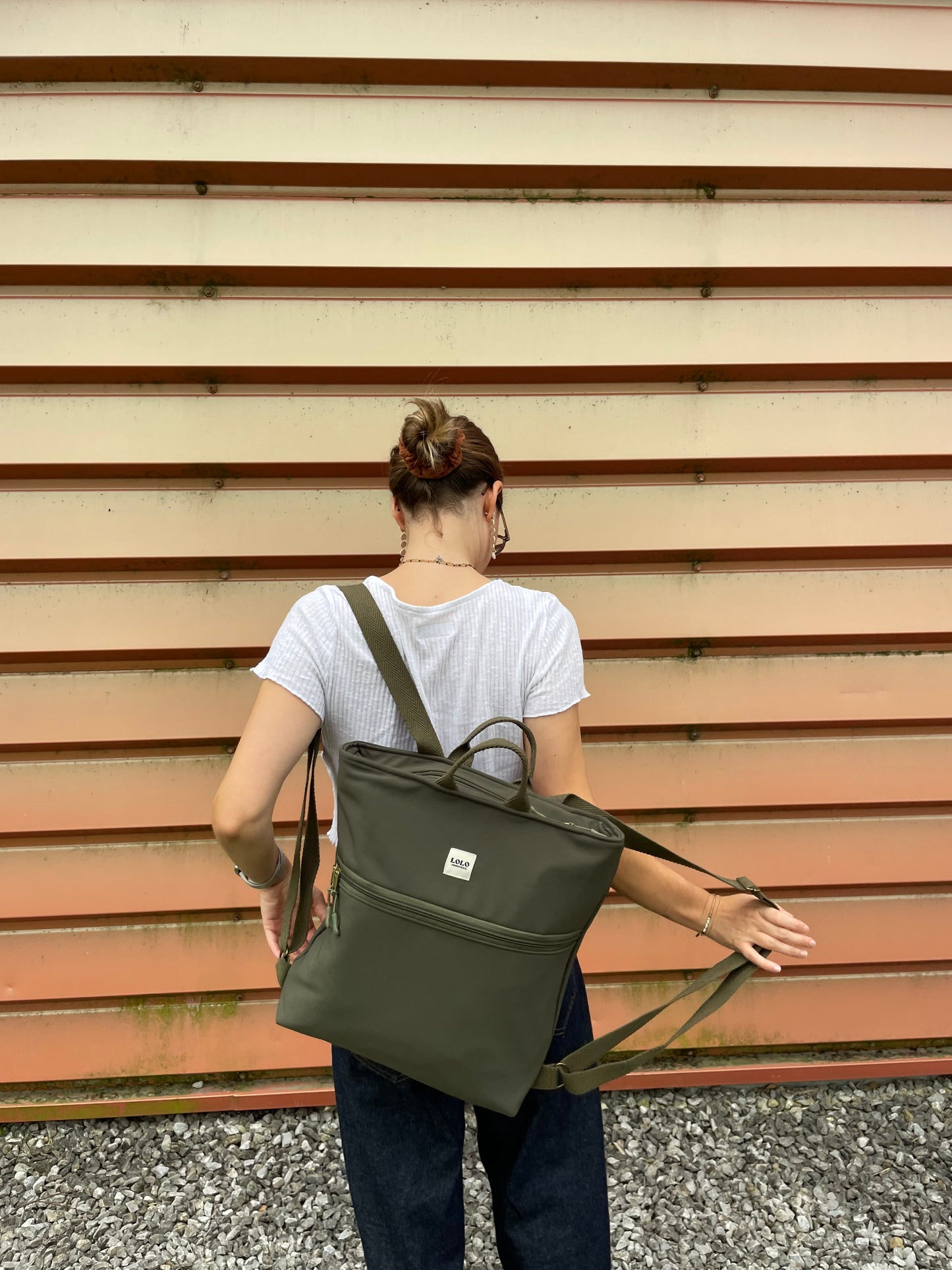 Mochila softshell verde botella