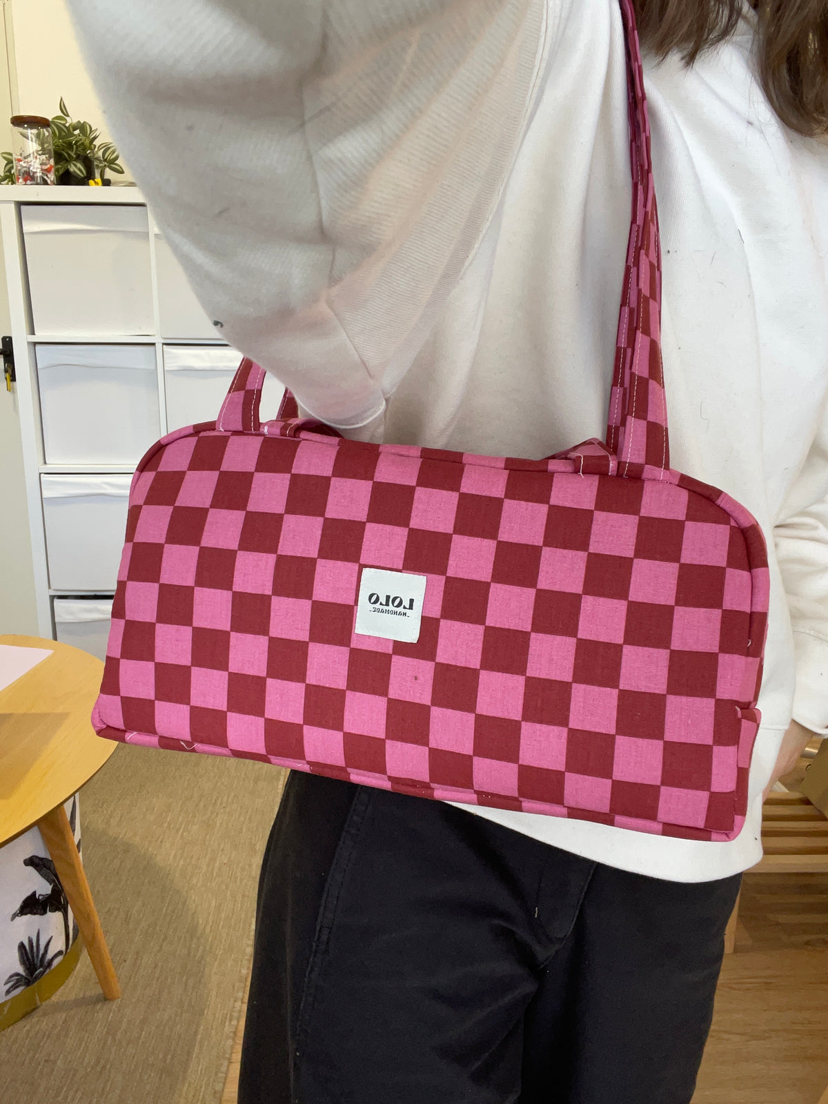 Bolso hombro cuadrados rosa